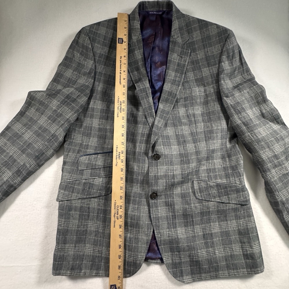 Ted Baker London‎ Endurance Linen Sport Coat Men's 44R Gray Plaid Jeff SPJ Lined - Picture 9 of 9